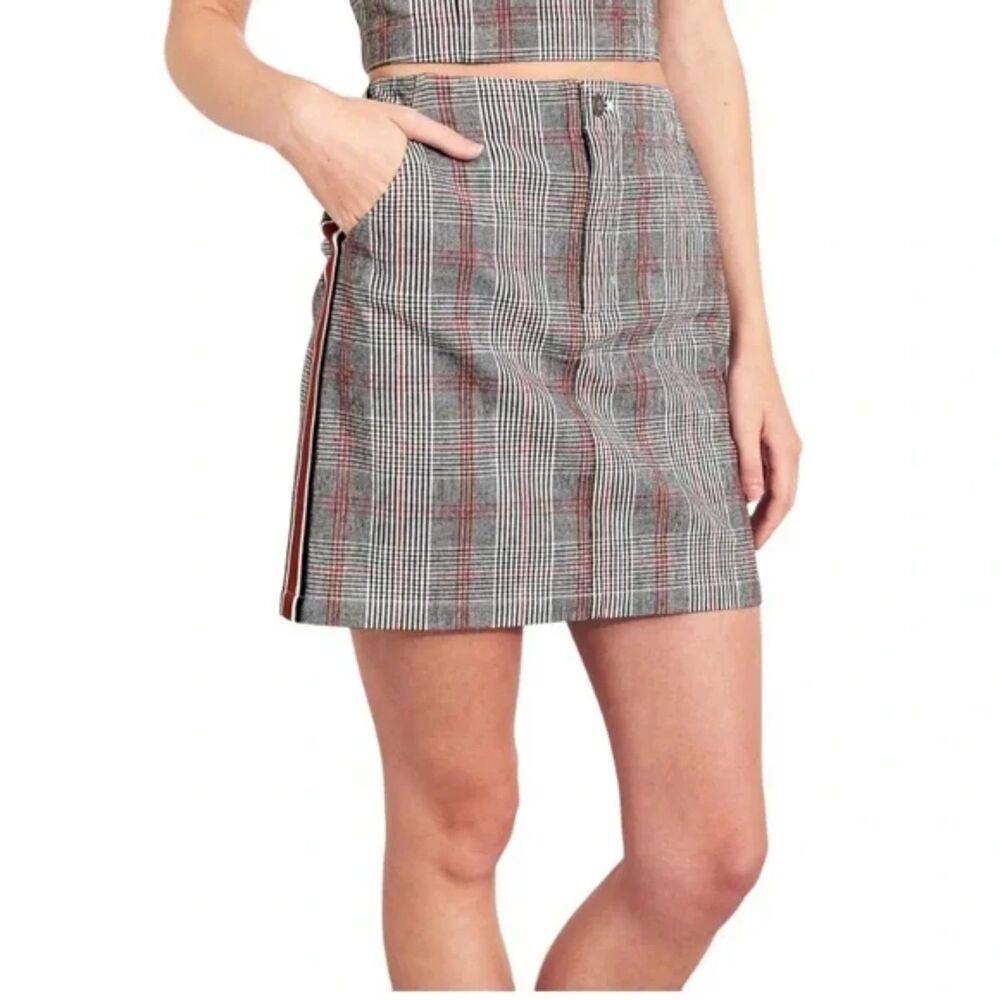 Hollister Plaid Mini Skirt with Side Stripes size M Preppy Y2K Schoolgirl Style